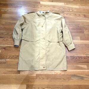 Vintage Utex Tan Khaki Trench Coat Womens Medium Storm Flap Zip Button Jacket